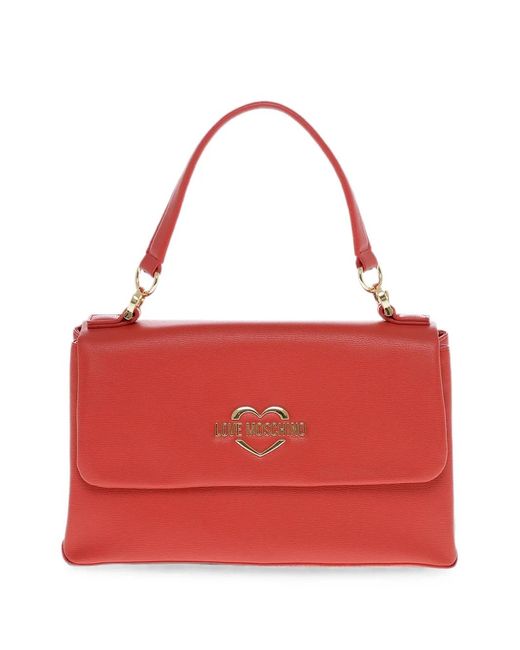 Love Moschino Red Logo-Plaque Shoulder Bag