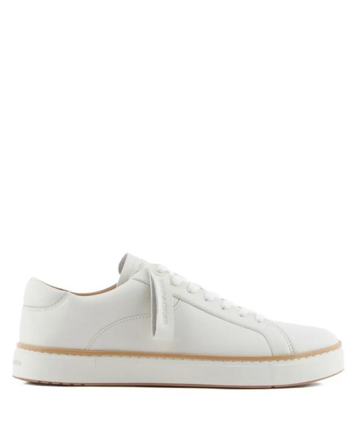 Emporio Armani White Leather Lace-Up Sneakers for men