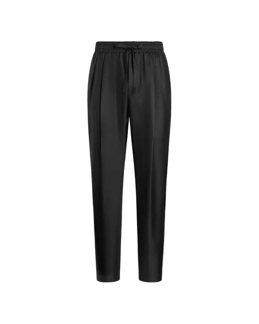 Dolce & Gabbana Black Silk Twill Jogging Trousers for men