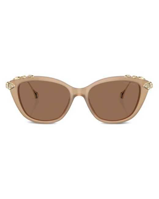 Swarovski Brown Crystal-embellished Cat-eye Sunglasses