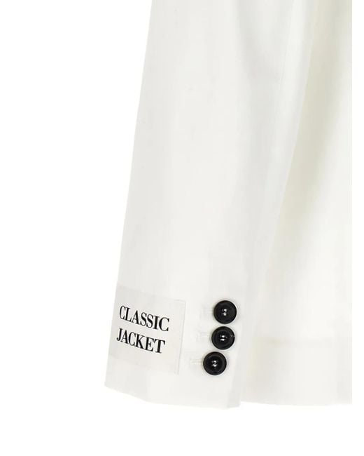 Moschino Natural Double-Breasted Cotton Blazer With Button Closure