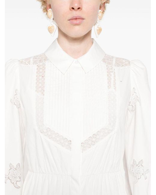 Self-Portrait Maxi-jurk Met Kanten Detail in het White