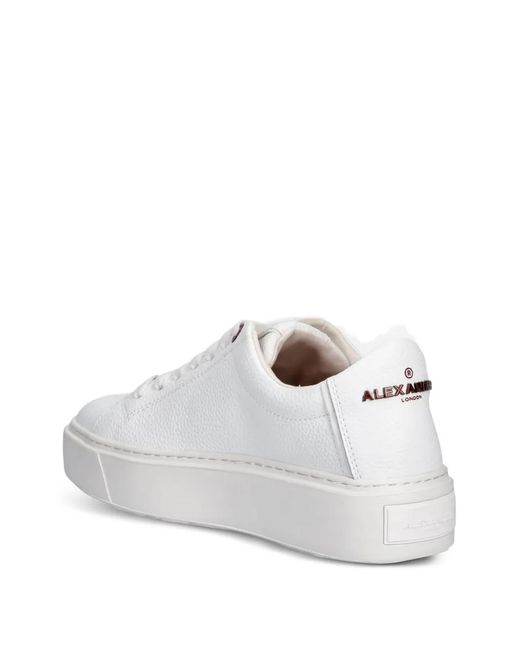Alexander Smith White London Pebbled-Leather Platform Sneakers