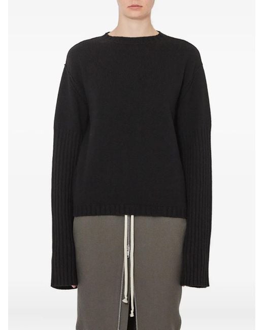 Rick Owens Black Ribbed-Cuff Sweater