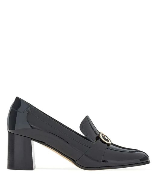 Ferragamo Blue Olivia Patent-Leather 60Mm Loafers