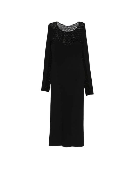 Patrizia Pepe Black Patterned-Knit Midi Dress