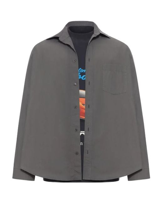 Balenciaga Gray Layered Poplin T-shirt for men