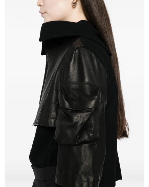 Yohji Yamamoto Black Horse Suede Ribbed Sleeves Jacket