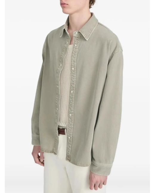 FRAME Green Relaxed-Fit Long-Sleeve Overshirt for men