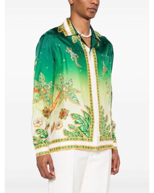 Casablancabrand Green Joyaux D'afrique Silk Shirt