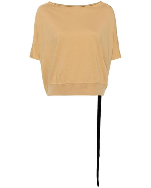 Rick Owens White Cropped Cotton T-Shirt