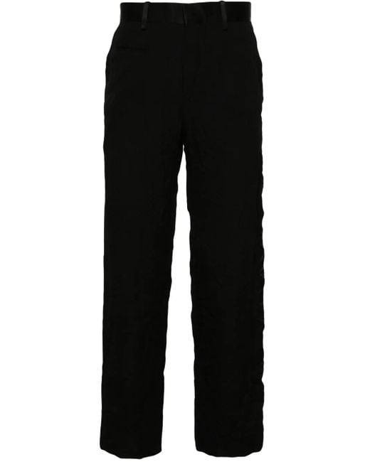 Undercover Black Mid-Rise Crinkled Straight-Leg Trousers for men