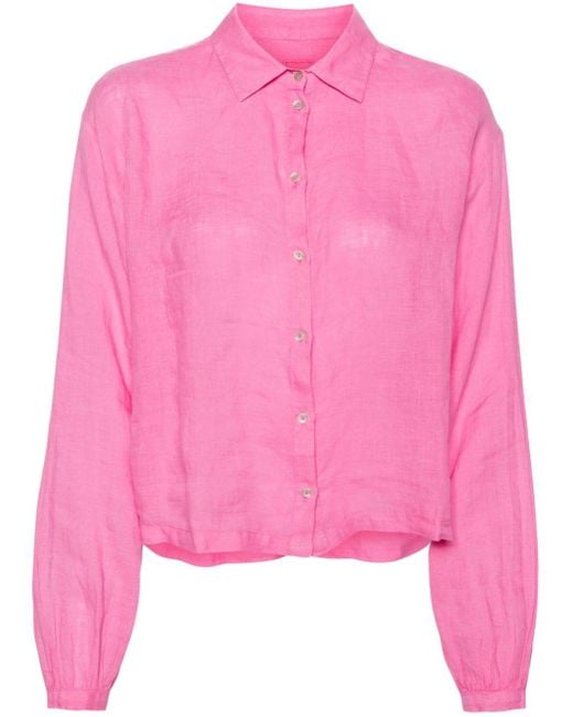Chemise en lin à col pointu 120% Lino en coloris Pink