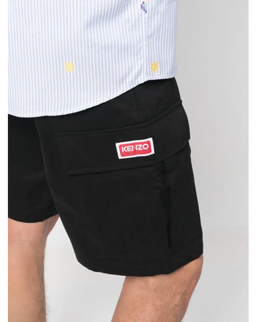 KENZO Cargo-Shorts Mit Logo-Patch in Black für Herren