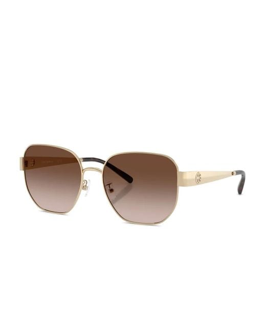 Tory Burch Brown Tortoiseshell Round-Frame Sunglasses