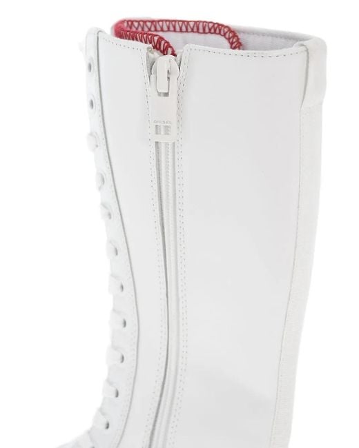 DIESEL White S-Hanami Lace-Up Boots