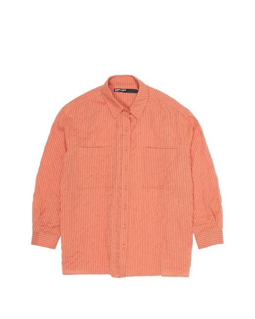 Bimba Y Lola Orange Chemise Rayée À Poche Poitrine