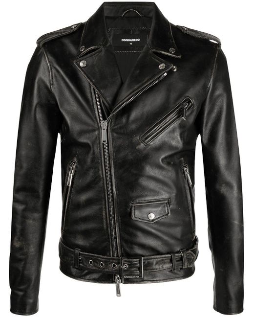 DSquared² Black X Ibrahimović Icon Leather Jacket for men
