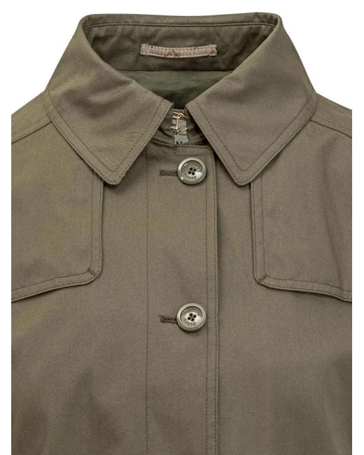 Herno Green Military-Inspired Button-Up Jacket