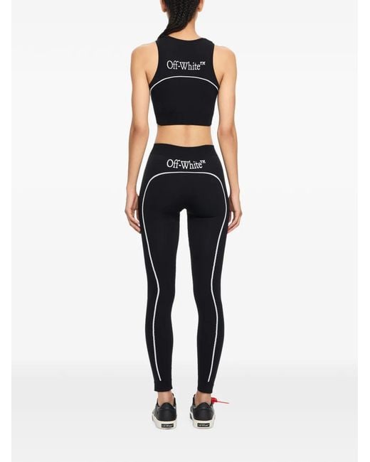 Off-White c/o Virgil Abloh Black Logo-Print Panelled Leggings