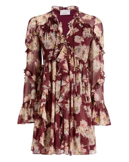 Cinq À Sept Red Mae Bouquet Albani Mini Dress