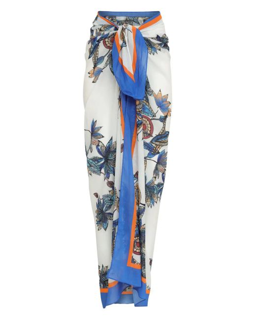 Amir Slama Blue Pareo Mit Blumen-Print