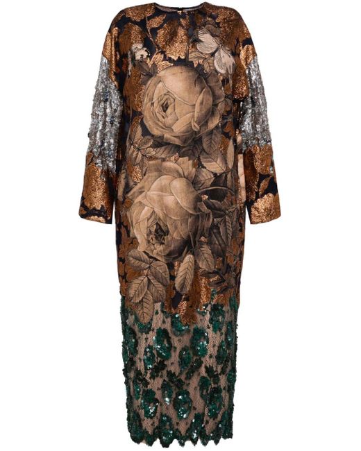 Biyan Brown Sequin-detailing Midi-dress