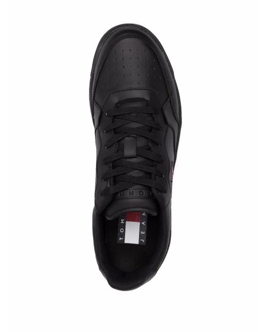 Tommy Hilfiger Black Logo-Patch Low-Top Sneakers for men