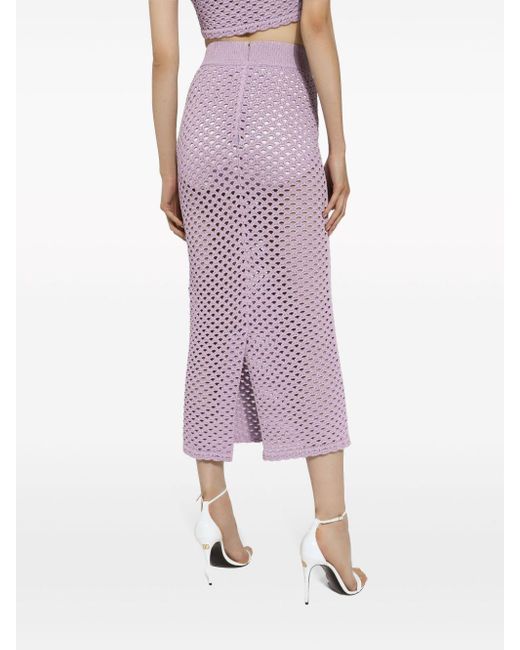 Dolce & Gabbana Purple Crochet-knit High-waist Skirt