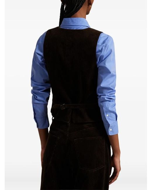 Polo Ralph Lauren Black Corduroy Button-Up Waistcoat