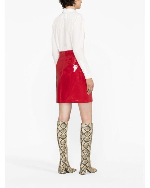 Gucci Red Patent-finish High-waist Miniskirt