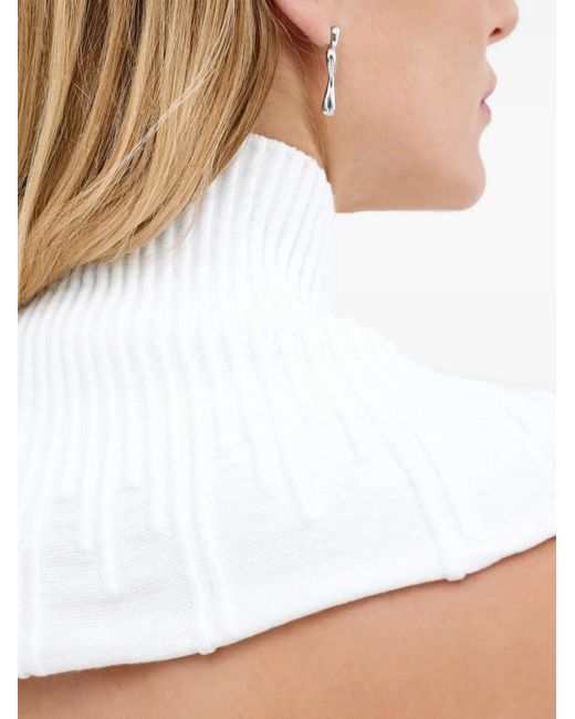 MARCELLA White Colette Ribbed High-Neck Top