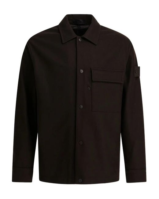 Stone Island Hemdjacke mit aufgesetzten Taschen in Black für Herren