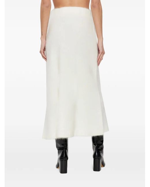 Lisa Yang White Brushed Midi Skirt