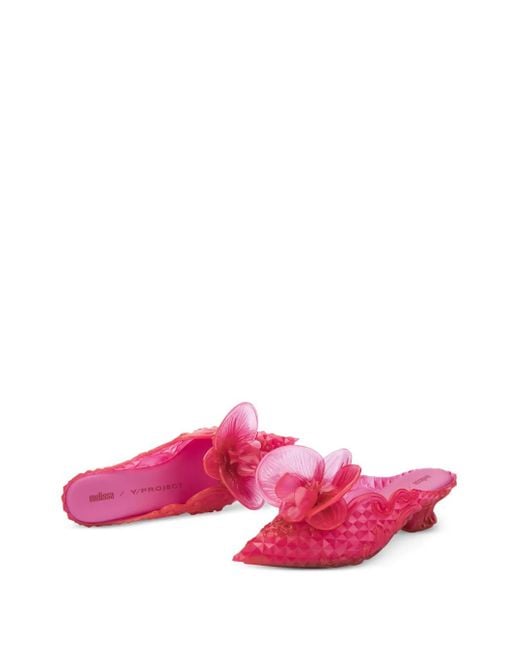 Y. Project Pink X Melissa Floral-Appliqué Mules