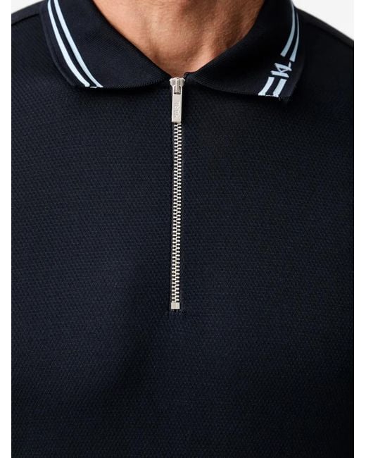 Karl Lagerfeld Black Zip-Fastening Polo Shirt for men