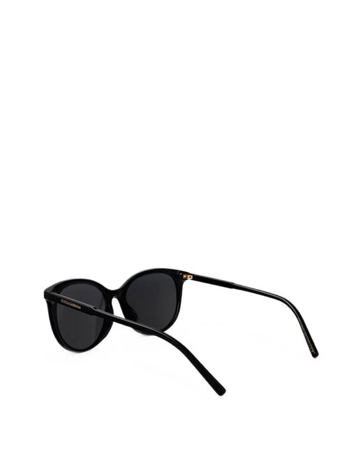 Dolce & Gabbana Black Logo-Print Round-Frame Sunglasses
