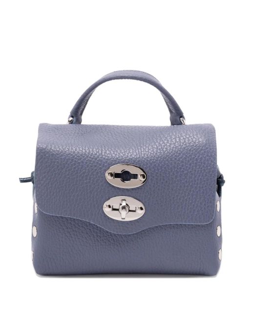 Zanellato Leren Schoudertas Met Studs in het Blue