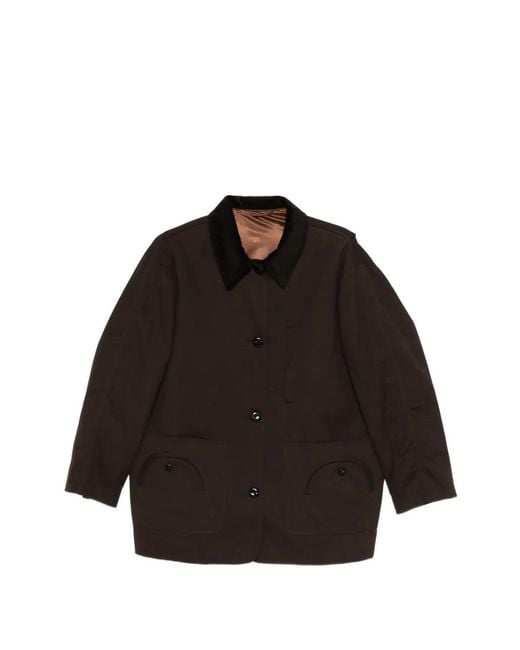 Blazé Milano Black Corduroy-Collar Coat