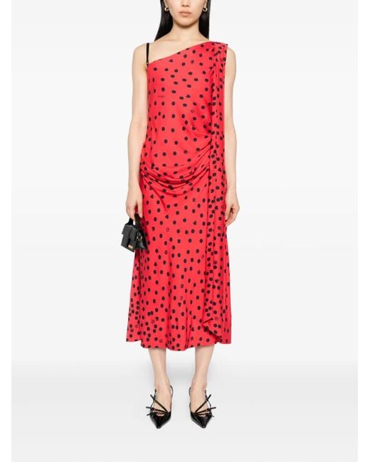 Moschino Red Graphic-Print Asymmetric Dress