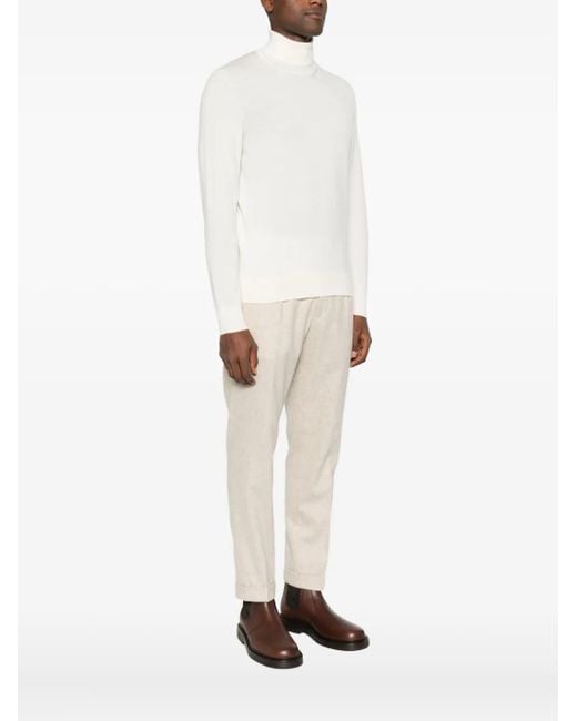 Gran Sasso White Roll-Neck Sweater for men