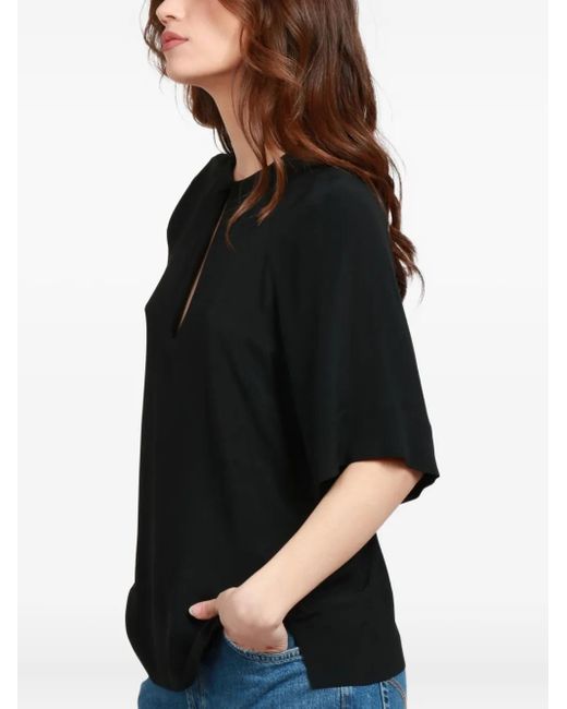 Semicouture Black Keyhole-Neckline Top