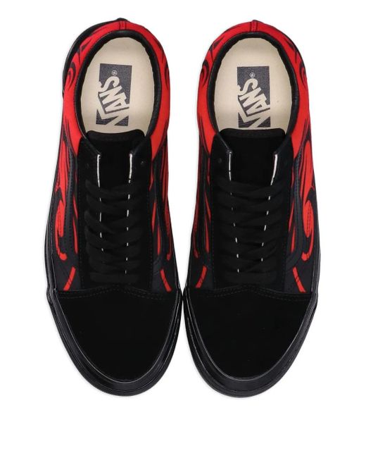 Vans Red Flame-Embellished Low-Top Sneakers for men