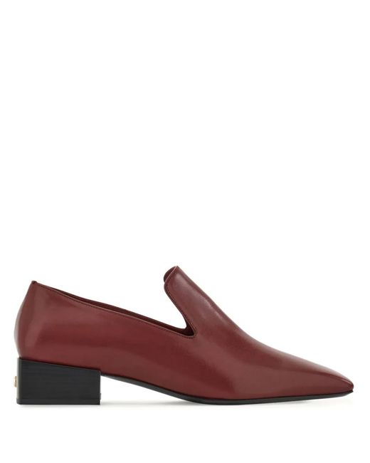 Ferragamo Red Smooth Leather Square-Toe Loafers