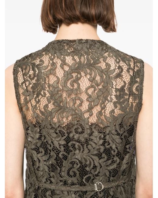 BLAKLACE Gray Lace V-Neck Top
