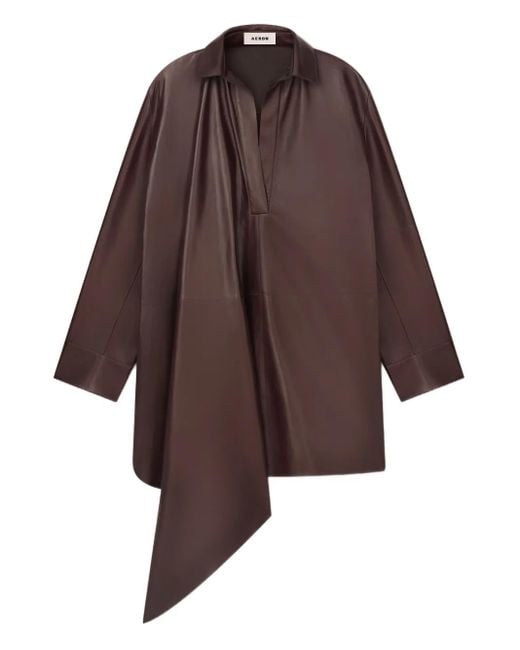 Robe Courte En Cuir Aeron en coloris Brown