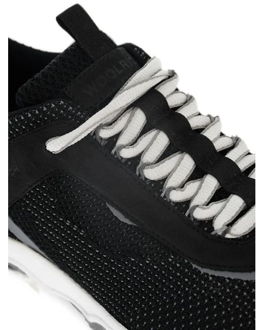 Woolrich Black Perforated Suede-Trim Sneakers