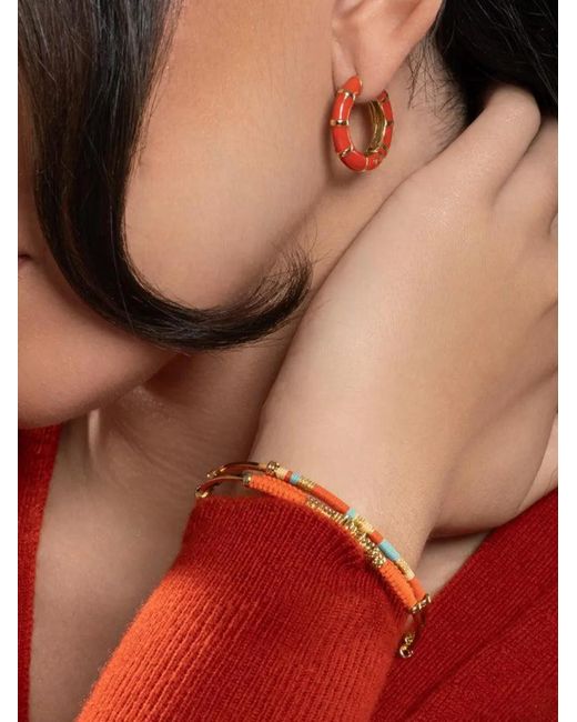 Gas Bijoux Orange Bambou Hoop Earrings
