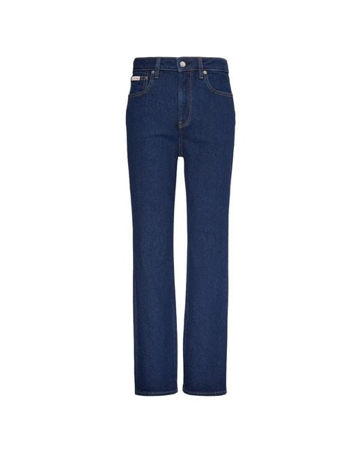 Calvin Klein Blue Jean Droit À Patch Logo