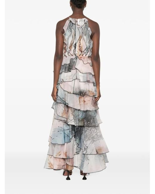 Aje. White Cleo Ruffled Gown